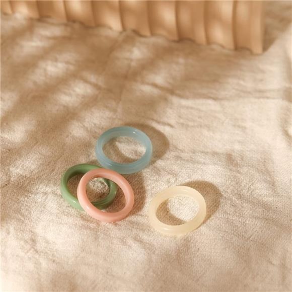 Colorful Resin Rings Set for Women and Girls | Bulk Statement Rings | Giftable - Picture 2 of 6